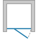 Ușă pivotantă cu parte fixă în continuare (balamale pe partea fixă), deschidere spre exterior