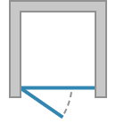 Pivot door with inline panel, outside opening